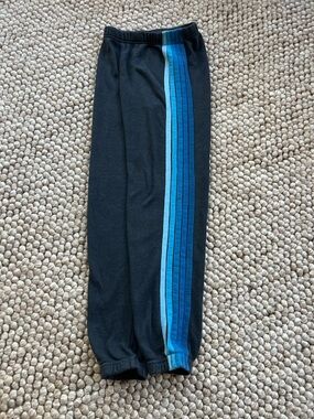 Aviator Nation Kids Black Sweatpants with Blue Side Stripe